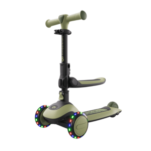 Tricicleta pentru copii Kinderkraft Halley 2 Grassland Green, reglabila, pliabila, roti Led luminoase, cu scaunel imagine