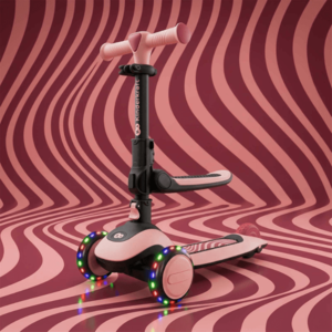 Tricicleta pentru copii Kinderkraft Halley 2 Rose Pink, reglabila, pliabila, roti Led luminoase, cu scaunel imagine