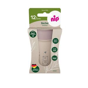 Set 2 pahare pentru copii cu motive gravate laser, din materiale naturale regenerabile, fara BPA, fara melamina, lavabile in masina de spalat vase, Made in Germany, 12+ luni, roz, nip imagine