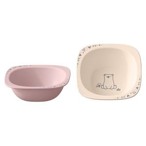Set 2 castroane pentru mancarea copiilor cu motive gravate laser, din materiale naturale regenerabile, fara BPA, fara melamina, lavabile in masina de spalat vase, Made in Germany, 4+ luni, roz, nip imagine