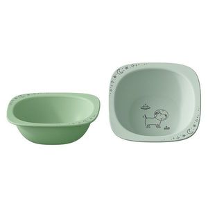 Set 2 castroane pentru mancarea copiilor cu motive gravate laser, din materiale naturale regenerabile, fara BPA, fara melamina, lavabile in masina de spalat vase, Made in Germany, 4+ luni, verde, nip imagine