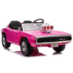 Masinuta electrica pentru copii Dodge Charger RT Pink, motor 2x200W, baterie de 24V7Ah, telecomanda 2.4G, faruri LED fataspate, sistem audio integrat cu bluetooth, USB, card Micro SD, intrare MP3, 135 x 68 x 50 cm imagine