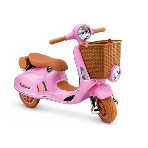 Scooter electric pentru copii Vespa XW-03 Pink, design Retro autentic si elegant, scaun piele, motor 2 x 35W, acumulator 12V 4.5Ah, faruri LED, panou audio integrat cu USB, MP3, 83 x 40 x 62 cm imagine