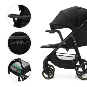 Carucior pentru copii Kinderkraft Trig 3 Onyx Black cu tava inclusa, suspensii, greutate admisa 22 kg imagine