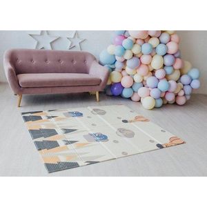 Tarc de joaca pentru copii Nichiduta, 127 x 127 x 65 cm, cadru metalic, pereti din plasa, poarta de acces, 10 puncte de protectie la imbinari, covoras din spuma cu doua fete, 4 inele ajutatoare si 100 bilute incluse imagine