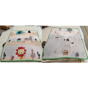 Tarc de joaca pentru copii Nichiduta Light Grey, 200 x 200 cm, cadru metalic, pereti din plasa, covoras din spuma cu doua fete, 4 inele ajutatoare si 100 bilute incluse imagine