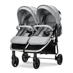 Carucior pentru gemeni Lorelli Duo Grey, cadru din aluminiu, spatar reglabil pozitii multiple, geanta pentru mama inclusa imagine