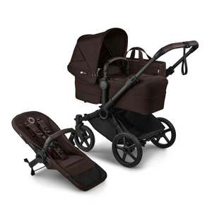 Carucior 2 in 1 pentru copii Bugaboo Donkey 6 Complete Black Brown, cu suspensii, spatar reglabil, maner ajustabil si pliere compacta imagine