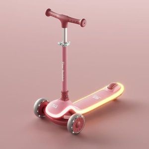 Trotineta pliabila pentru copii Nichiduta Pink, cu lumini LED, ghidon reglabil pe inaltime, manere ergonomice, frana pe roata din spate, roti silentioase, dimensiune 60 x 84 cm imagine