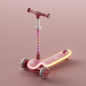 Trotineta pliabila pentru copii Nichiduta Pink, cu functii muzicale si lumini LED, ghidon reglabil, manere ergonomice, frana pe roata din spate, dimensiune 60 x 84 cm imagine