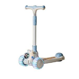 Trotineta pliabila pentru copii Nichiduta Blue Bunny, cu lumini LED si muzica integrata, ghidon ajunstabil cu 4 nivele de inaltime, dimensiune 80 x 28 x 58 cm imagine