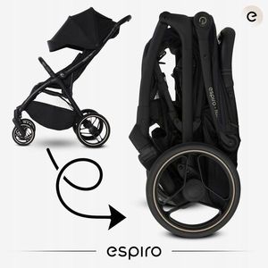 Carucior pentru copii Espiro Flow Vanilla 0-22 kg cu suspensii, suport reglabil pentru picioare, bara de protectie pivotanta, accesorii incluse imagine