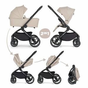 Carucior 2 in 1 pentru copii PetiteMars Scout Bej cu landou pliabil, reversibil, spatar si suport de picioare reglabile, maner ajustabil, accesorii, pana la 22 kg, 0 luni+ imagine