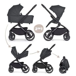 Carucior 2 in 1 pentru copii PetiteMars Scout Gri cu landou pliabil, reversibil, spatar si suport de picioare reglabile, maner ajustabil, accesorii, pana la 22 kg, 0 luni+ imagine