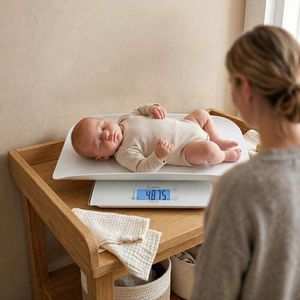 Cantar electronic 2 in 1 PetiteMars Alb multifunctional, panou cu touch, pentru bebelusi si adulti, pana 180 kg imagine