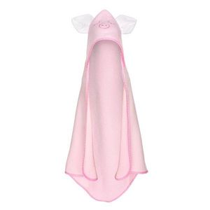 Prosop din bumbac terry pentru copii Bocioland Pink Piggy 80x80 cm, gluga brodata, urechi decorative imagine