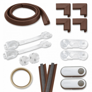 Kit de protectie pentru copii, maro, 17 piese imagine