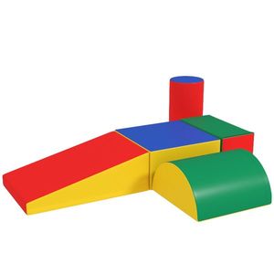 HOMCOM Set Construcții Moi pentru Copii 1-3 Ani cu 5 Blocuri, Multicolor | Aosom Romania imagine