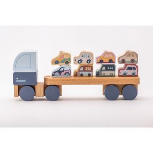 Jucarie din lemn - Cubika - Camion pentru masini - Pastel | Cubika imagine