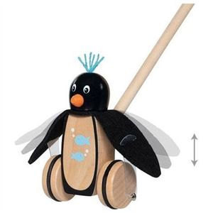 Jucarie de impins din lemn, Pinguinul Paul, de la 18 luni imagine