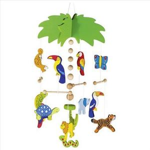 Carusel cu figurine din lemn, pentru bebelusi, Palmier cu animalute imagine