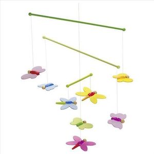 Carusel cu figurine din lemn, pentru bebelusi, Butterflies imagine