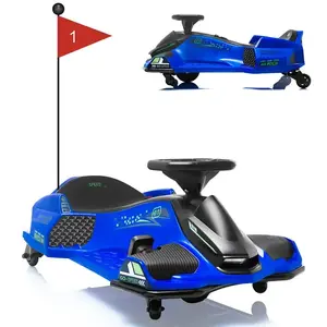 Imagine Masinuta-Kart electric, Rider Drift 360, 180W, 24V, cu CASCA si Genunchiere, albastra