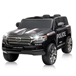 Imagine Masinuta electrica de politie, Toyota Land Cruiser, pentru 2 copii, 160W, 12V, echipare premium, neagra