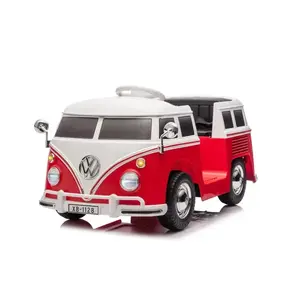 Imagine Masinuta electrica pentru copii, VW Samba Bus 70W, baterie 12V 7Ah, roti moi, scaun tapitat, culoare rosie
