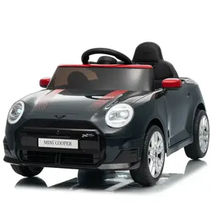 Imagine Masinuta electrica pentru copii, Mini COOPER, 90W, 12V 7Ah, roti EVA, scaun tapitat, neagra