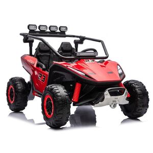 Imagine UTV electric pentru 2 copii Kinderauto Vector V2 Dune-Buggy, 220W, 12V, roti moi, scaun tapitat, echipat premium, rosu