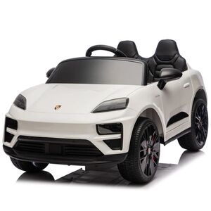Imagine Masinuta electrica pentru copii, Porsche Macan, 140W 12V, roti EVA, scaun tapitat, echipata premium, alba