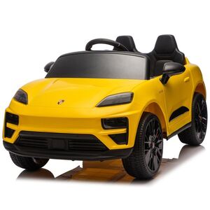 Imagine Masinuta electrica pentru copii, Porsche Macan, 140W 12V, roti EVA, scaun tapitat, echipata premium, galbena