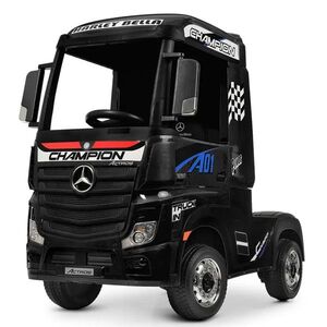 Imagine Camion electric pentru copii Mercedes ACTROS, tractiune 4x4, 180W, 12V, roti moi EVA, telecomanda, echipare Premium, negru