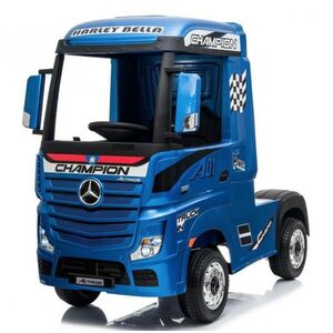 Imagine Camion electric pentru copii 2-7 ani Mercedes ACTROS, 4x4, 180W, 12V, roti moi, scaun tapitat, PREMIUM Albastru