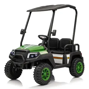 Imagine UTV electric pentru 4 copii, Kinderauto Golf-Kart 4x4 220W 12V cu roti moi, verde