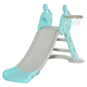 Imagine Tobogan cu cos de baschet pentru uz exterior sau interior, HDPE, PP 140x87x75cm Gri, Albastru HOMCOM | Aosom Romania