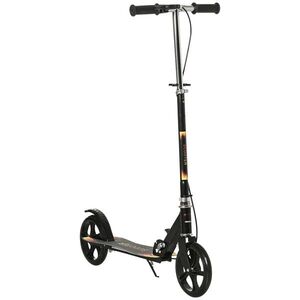 Imagine HOMCOM Trotinetă Pliabilă pentru Copii 7-14 Ani, Reglabilă pe 3 Înălțimi, Roți Mari din Plastic și Metal, 86x35x93/98/103 cm, Negru | Aosom Romania