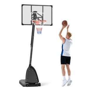 Imagine SPORTNOW Cos si suport de baschet reglabil pe inaltime cu panou robust si baza ponderata, portabil pe roti, 2, 4-2, 9 m | Aosom Romania