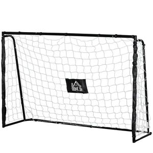 Imagine HOMCOM Poartă de Fotbal de Exterior din Metal, cu Țintă și Stâlpi din Material Oxford, 186 x 62 x 123 cm, Negru | Aosom Romania