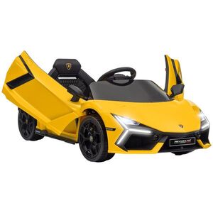 Imagine AIYAPLAY Mașină electrică 12V cu licență Lamborghini Revue vehicul electric telecomandă viteză 3-5 km/h 3-5 ani galben | Aosom Romania