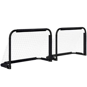 Imagine HOMCOM Set de obiective de fotbal, 2 obiective mini pliabile, cadru metalic, inclusiv unelte, 90 x 36 x 60 cm, Negru | Aosom Romania