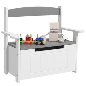 Imagine AIYAPLAY Cutie de jucării pentru copii 2 în 1 și banc cu spătar și brațe - piston pneumatic 68, 5L x 34l x 58H cm | Aosom Romania