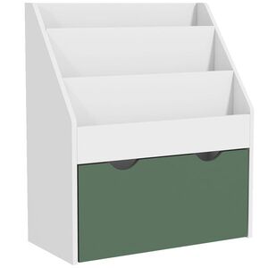 Imagine AIYAPLAY Bibliotecă pentru Copii cu Rafturi, Sertar, pentru Dormitor, Cameră de Joacă, Alb și Verde | Aosom Romania