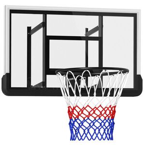 Imagine SPORTNOW Coș de baschet de perete pentru exterior 110x90 cm, panou de baschet, inel din oțel, cerc rezistent Ø45 cm și plasă, negru | Aosom Romania
