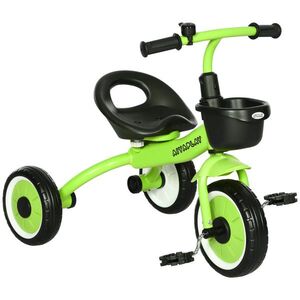 Imagine AIYAPLAY Triciclu pentru copii cu clopot și coș, scaun reglabil cu spătar - pentru copii de la 2 la 5 ani verde | Aosom Romania