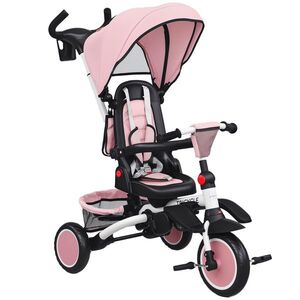 Imagine AIYAPLAY Tricicletă 6 în 1 pentru Copii, cu Mâner Parental și Scaun Rotativ, 111, 5x52x98 cm, Roz | Aosom Romania