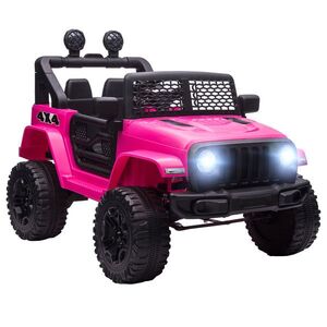Imagine HOMCOM Mașină electrică pentru copii Propulsie spate 12 V 5 km/h Max. telecomandă Efecte luminoase și sonore 100x65x72cm Roz | Aosom Romania