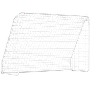 Imagine HOMCOM Poartă de Fotbal pentru Grădină și Parc cu 6 Pari în formă de U, din PE și Metal Eposidic, 301x120x200 cm, Alb | Aosom Romania