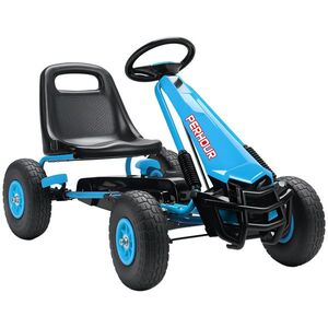 Imagine AIYAPLAY Gokart cu pedale pentru copii, scaun reglabil pe înălțime, roți EVA, frână, ambreiaj, 3-8 ani, Albastru | Aosom Romania